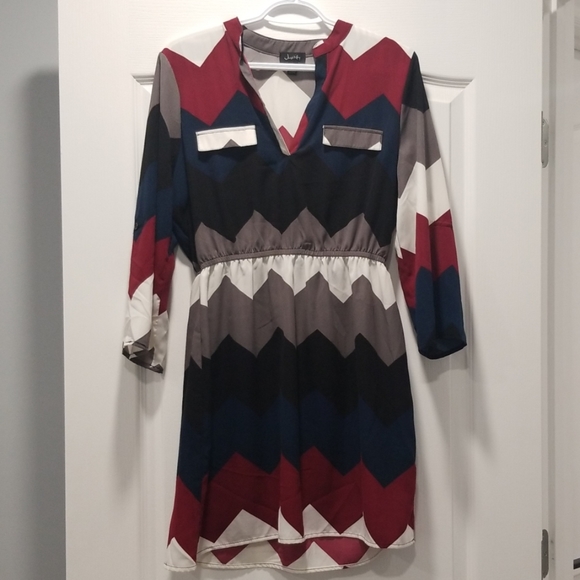 Chevron Pattern Mini Dress - Picture 1 of 3